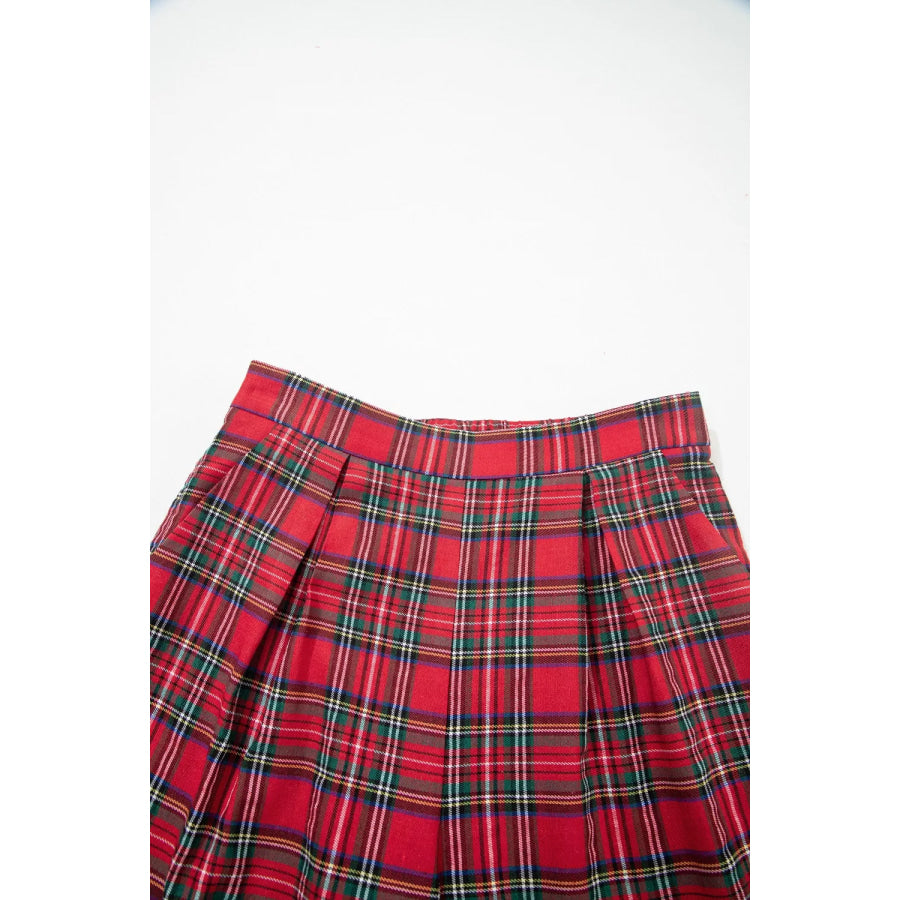 Plaid Wide-Leg Pants Apparel and Accessories