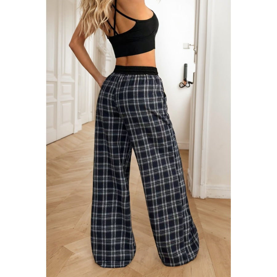 Plaid Wide Leg Pants Apparel and Accessories