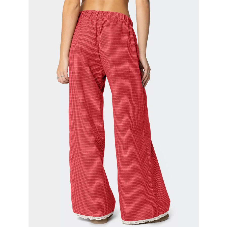 Plaid Wide-Leg Pants Apparel and Accessories