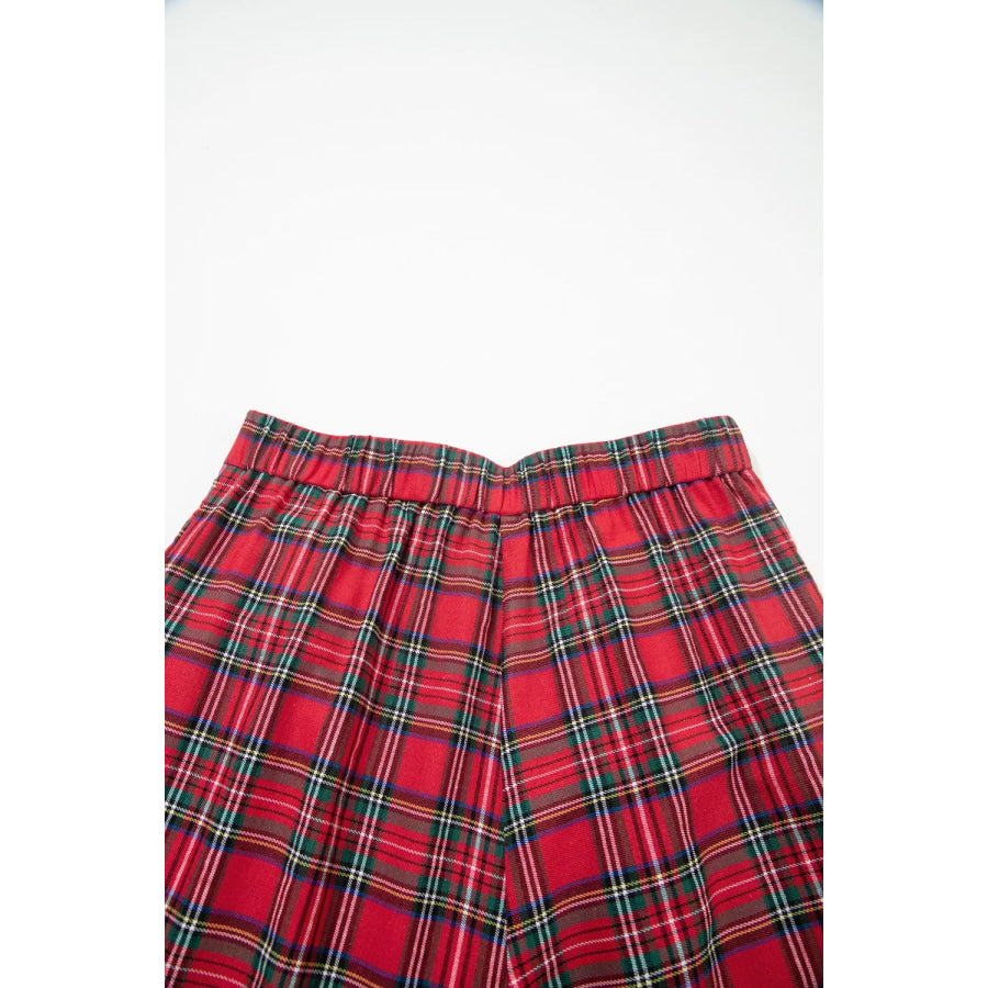 Plaid Wide-Leg Pants Apparel and Accessories