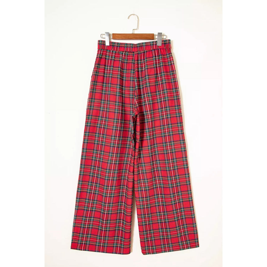Plaid Wide-Leg Pants Apparel and Accessories