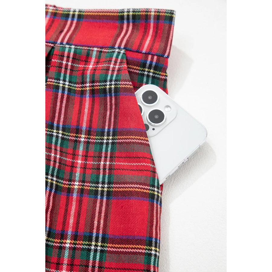 Plaid Wide-Leg Pants Apparel and Accessories
