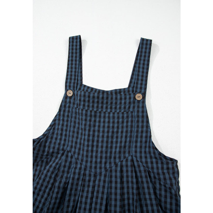 Plaid Wide Strap Wide Leg Overalls Apparel and Accessories