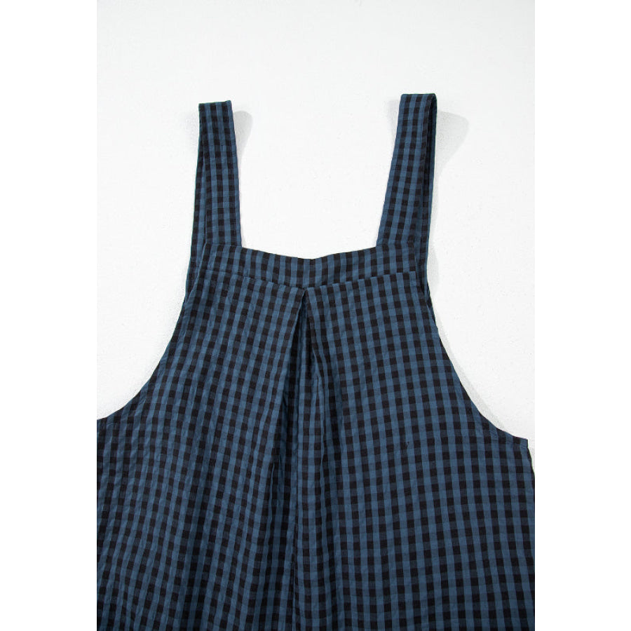 Plaid Wide Strap Wide Leg Overalls Apparel and Accessories