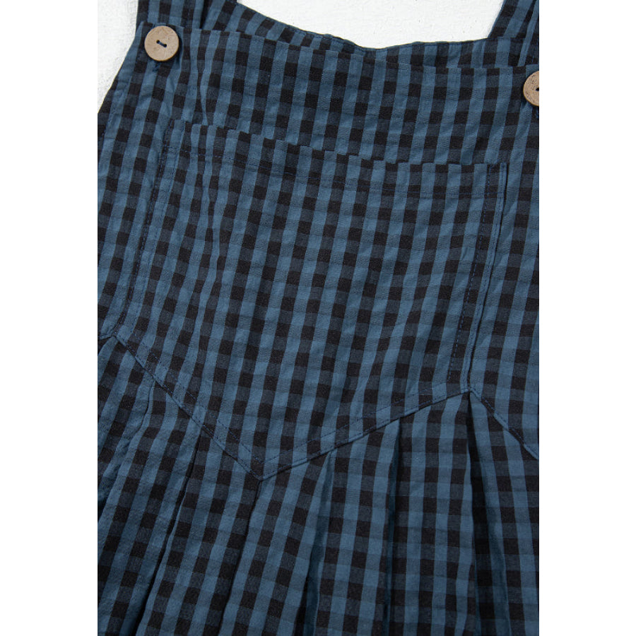 Plaid Wide Strap Wide Leg Overalls Apparel and Accessories