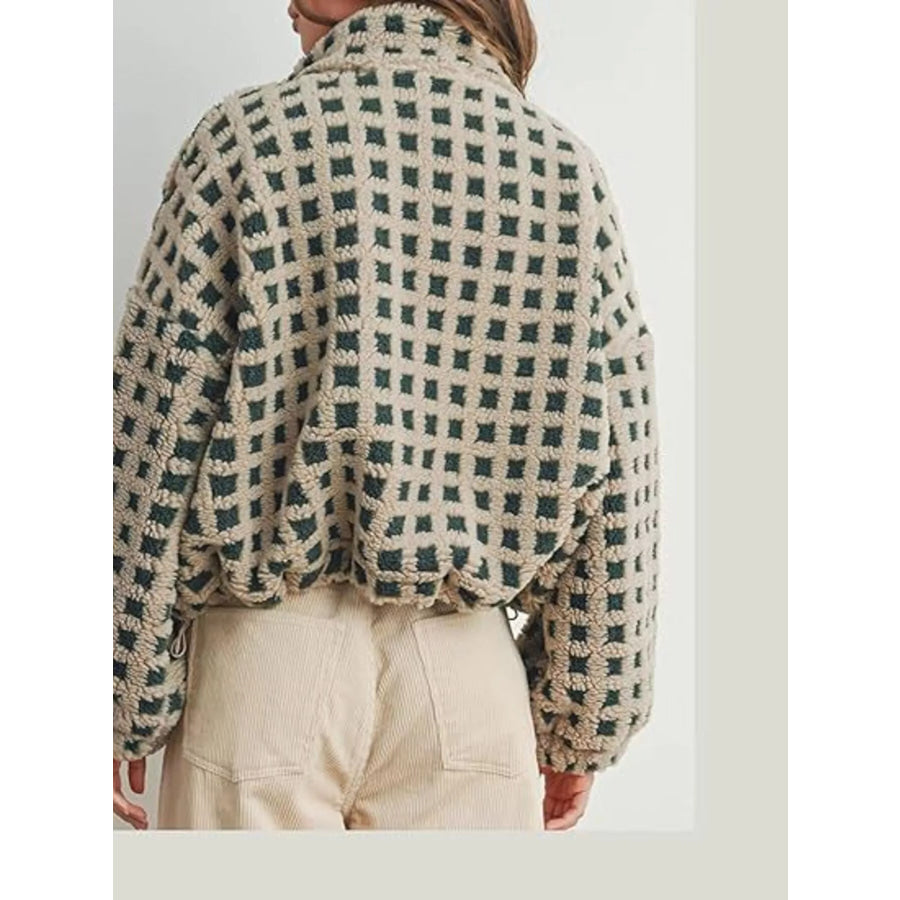 Plaid Zip Up Sherpa Jacket Apparel and Accessories