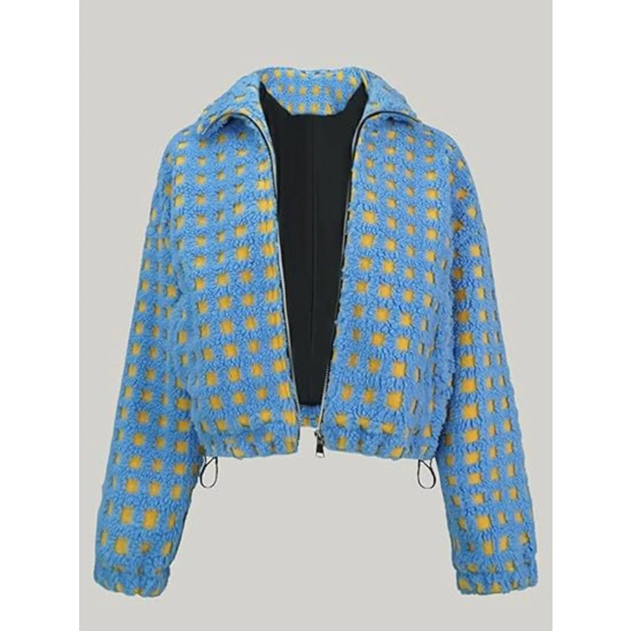 Plaid Zip Up Sherpa Jacket Apparel and Accessories
