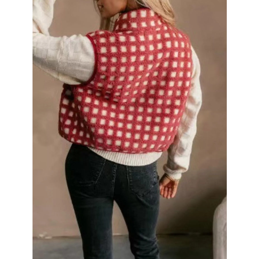 Plaid Zip Up Vest Coat Apparel and Accessories