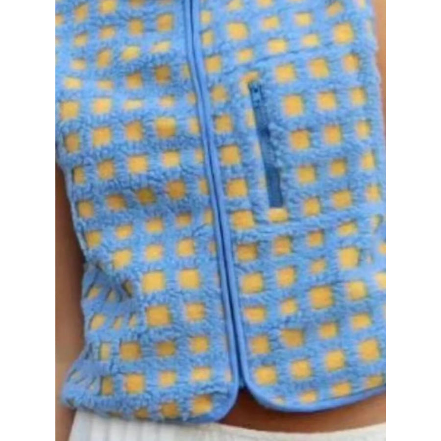 Plaid Zip Up Vest Coat Apparel and Accessories