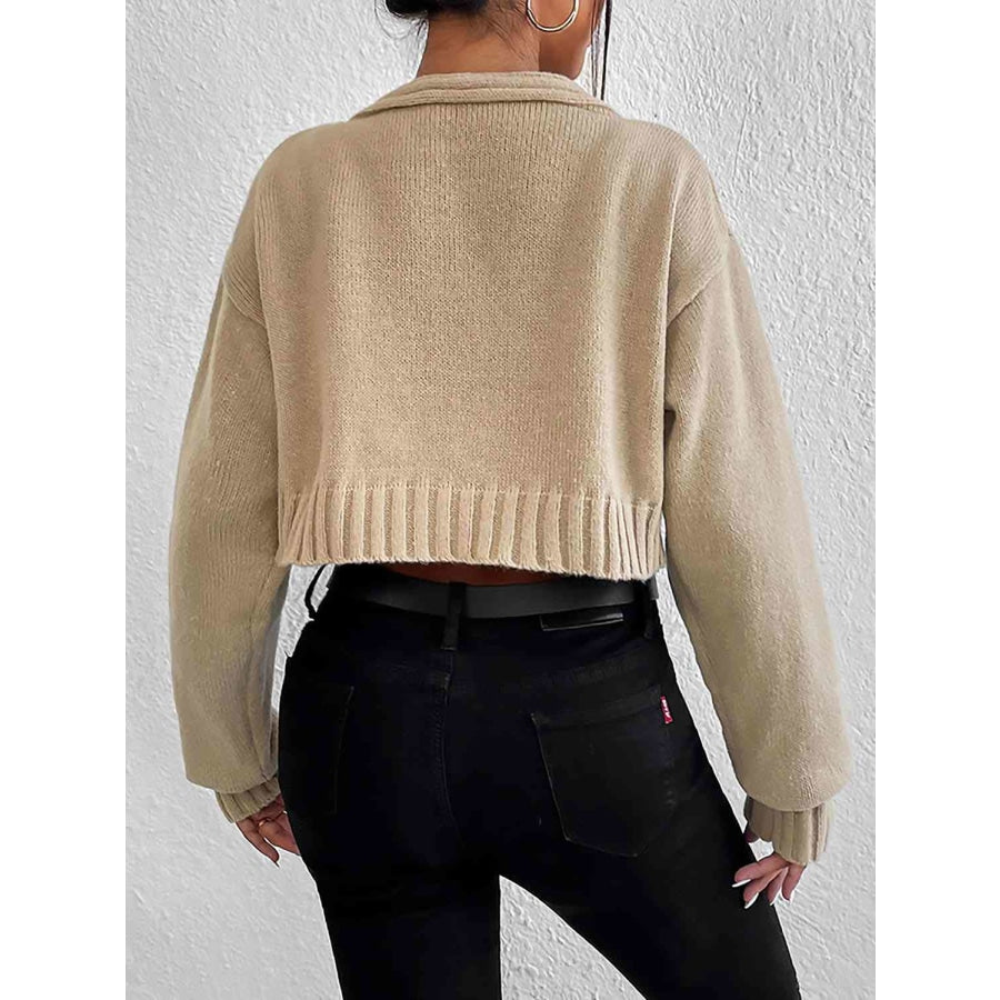 Plain Sweater Cami and Cardigan Set Tan / S