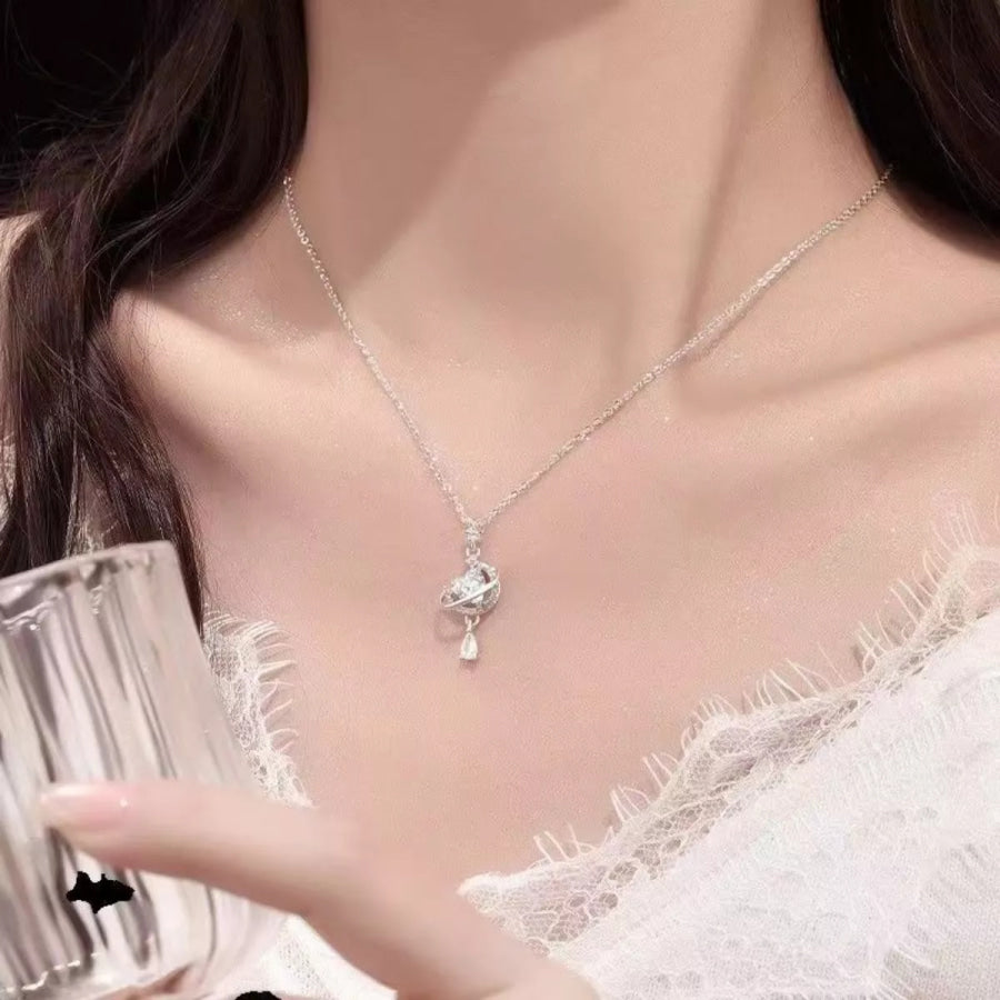 Planet Heart Pendant Necklace Silver / One Size Apparel and Accessories
