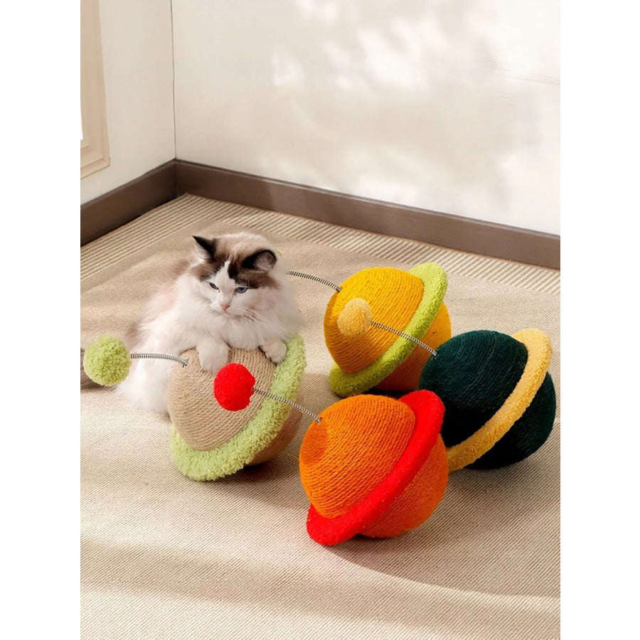 Planet-Shaped Interactive Cat Toy with Sisal Scratching Surface Tan / One Size Apparel and Accessories