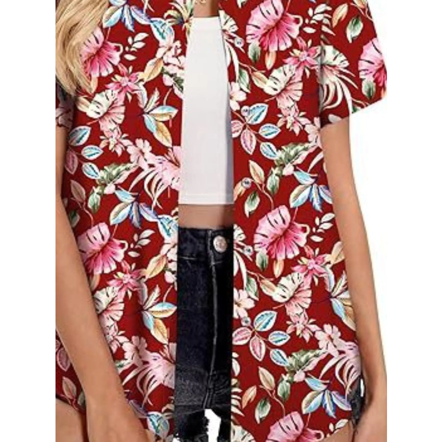 Plant Print Short Sleeve Shirt Apparel and Accessories