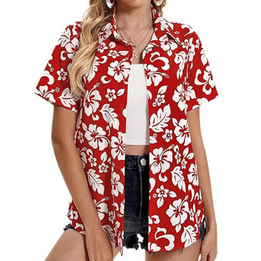 Plant Print Short Sleeve Shirt Apparel and Accessories