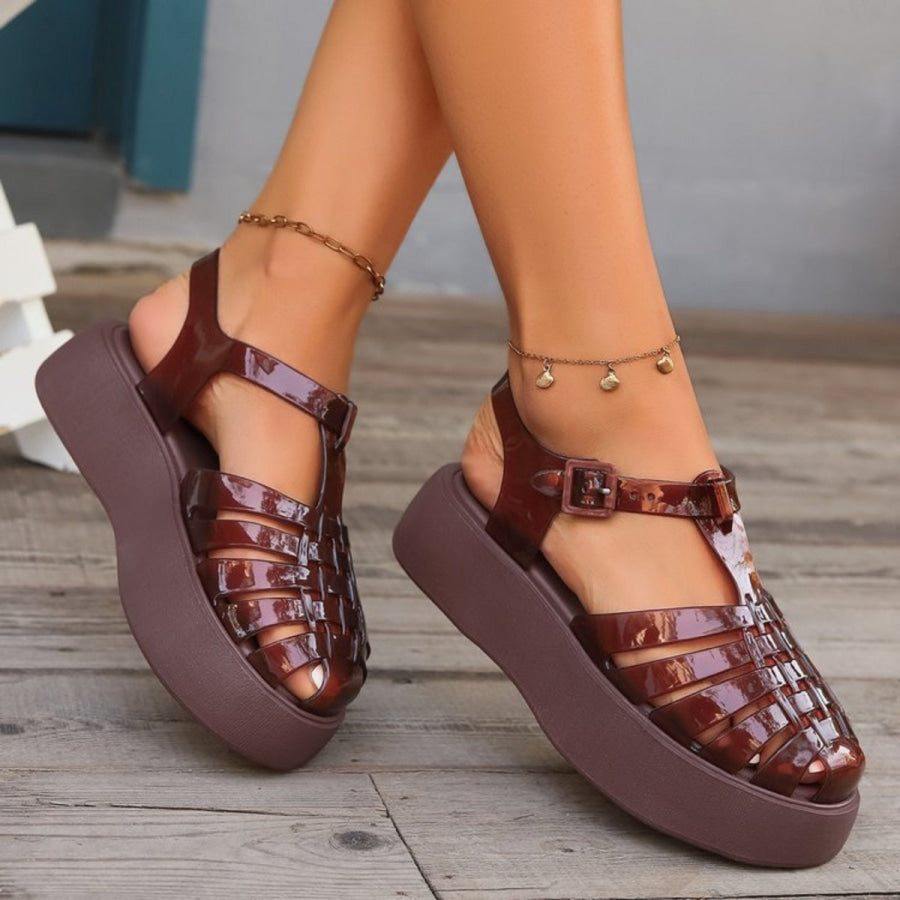 Plastic Woven Platform Sandals Apparel and Accessories