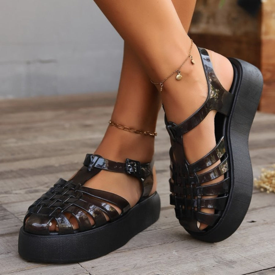 Plastic Woven Platform Sandals Apparel and Accessories