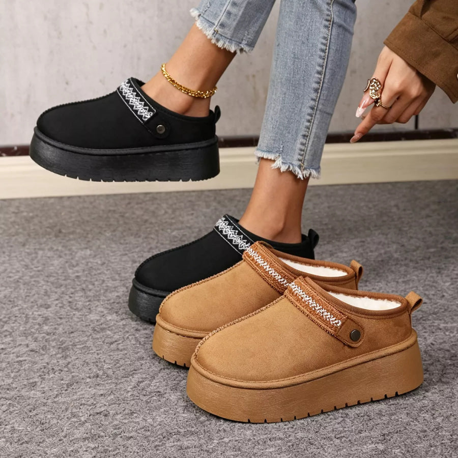 Platform Suede Fur-Lined Boots Apparel and Accessories