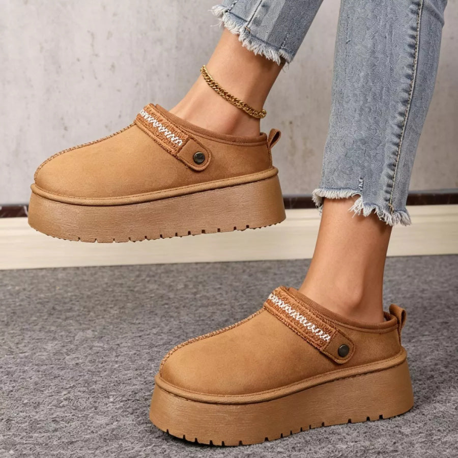 Platform Suede Fur-Lined Boots Apparel and Accessories