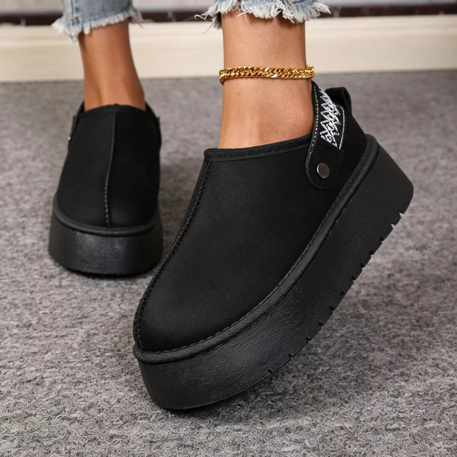 Platform Suede Fur-Lined Boots Black / 36 Apparel and Accessories