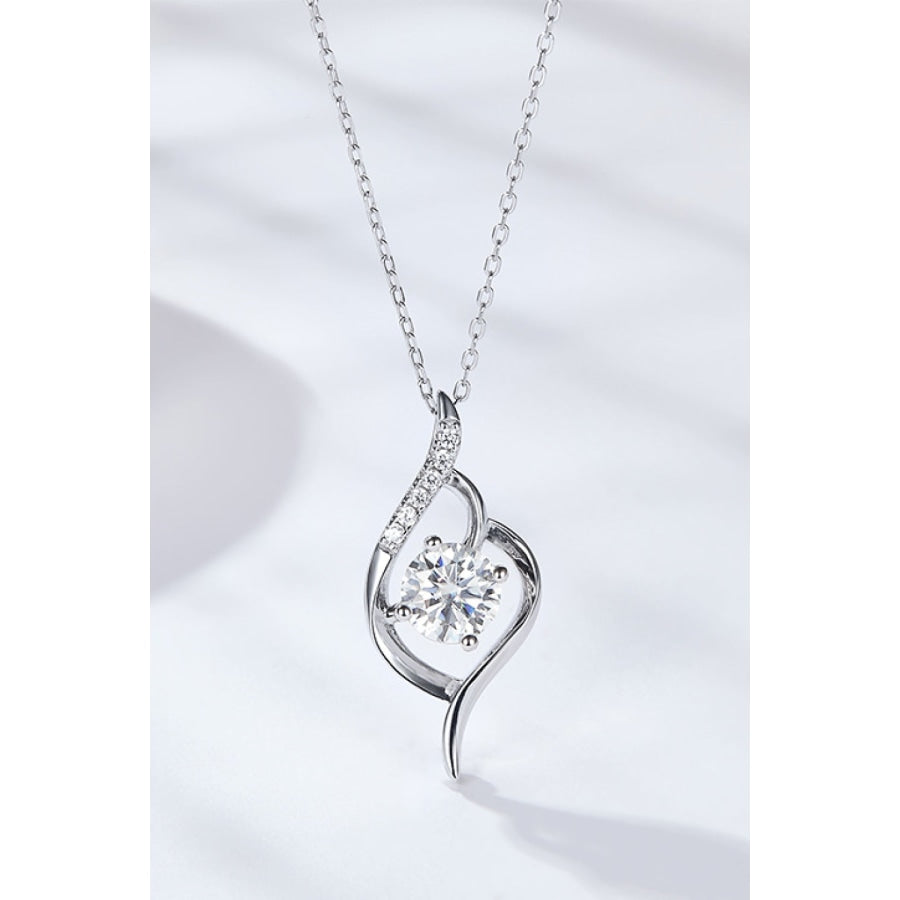 Platinum-Plated 1 Carat Moissanite Pendant Necklace Silver / One Size