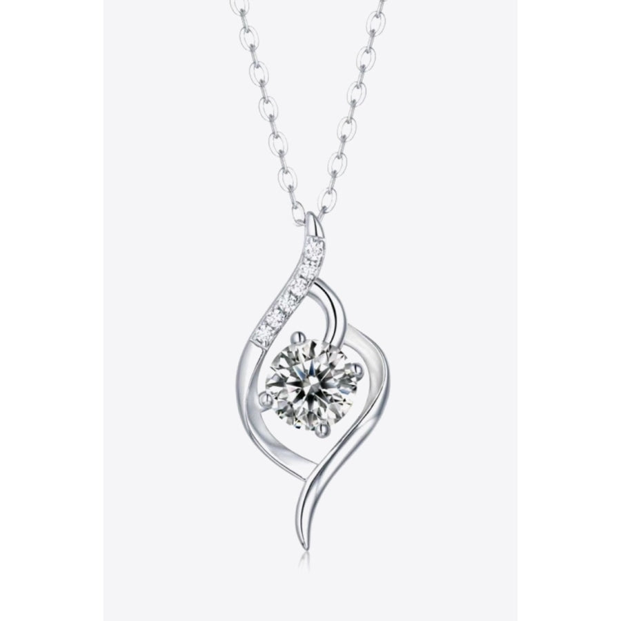 Platinum-Plated 1 Carat Moissanite Pendant Necklace Silver / One Size