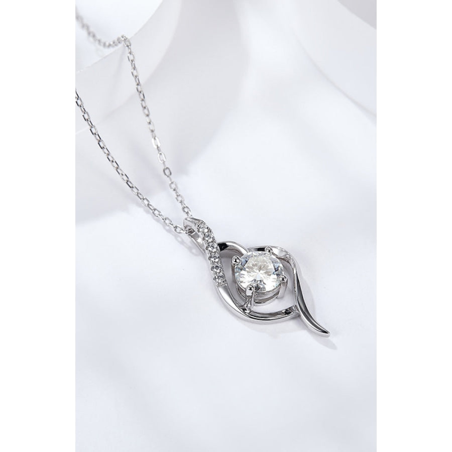 Platinum-Plated 1 Carat Moissanite Pendant Necklace Silver / One Size