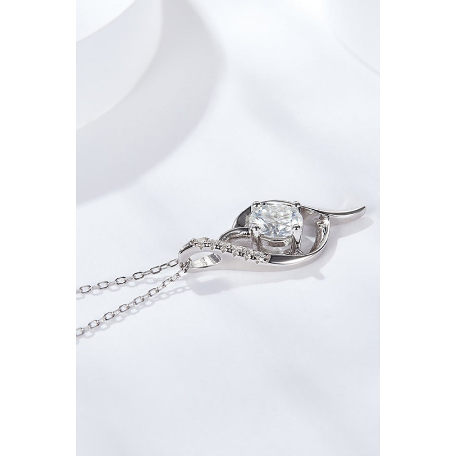 Platinum-Plated 1 Carat Moissanite Pendant Necklace Silver / One Size