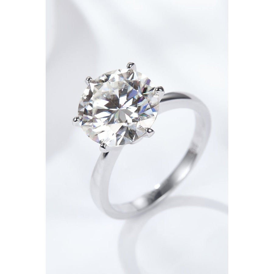 Platinum-Plated 5 Carat Moissanite Solitaire Ring Silver / 6