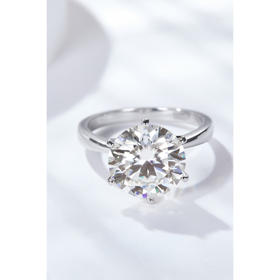 Platinum-Plated 5 Carat Moissanite Solitaire Ring Silver / 6