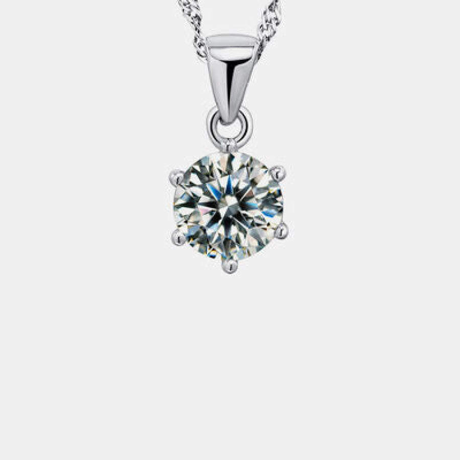 Platinum - Plated Artificial Gemstone Pendant Necklace Silver / One Size Apparel and Accessories