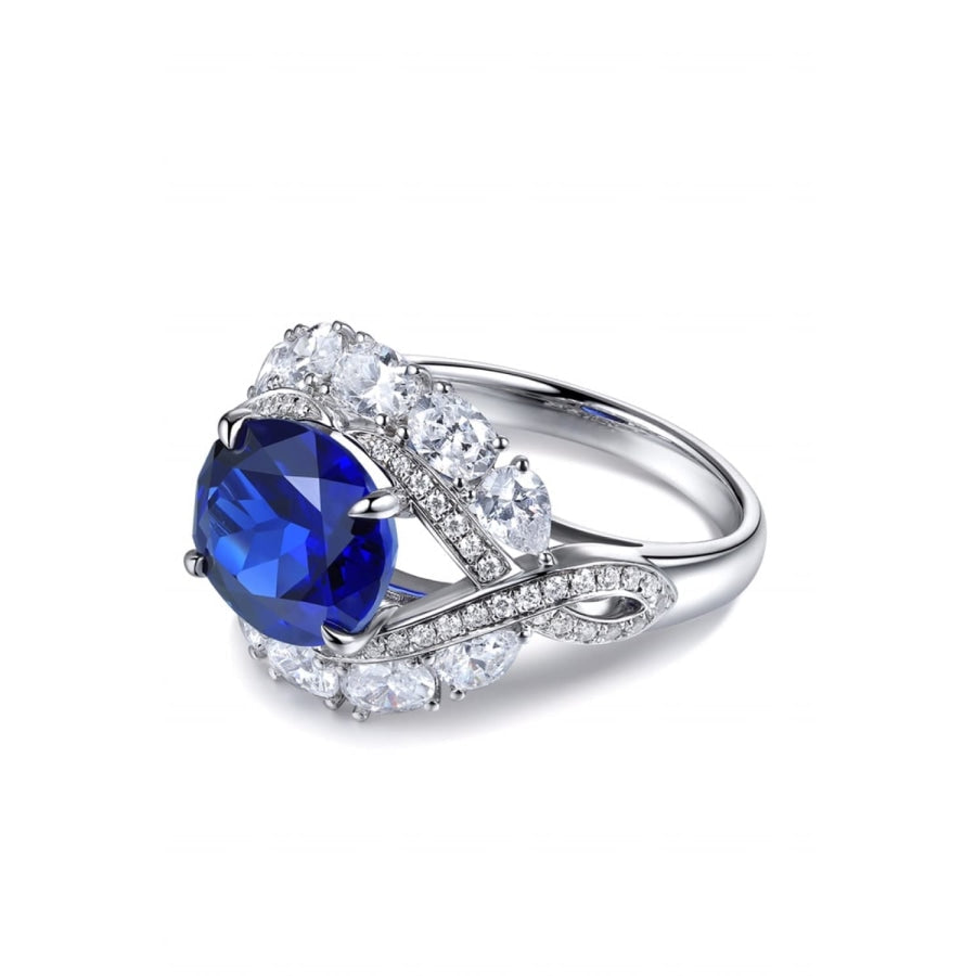 Platinum-Plated Lab-Grown Sapphire Ring