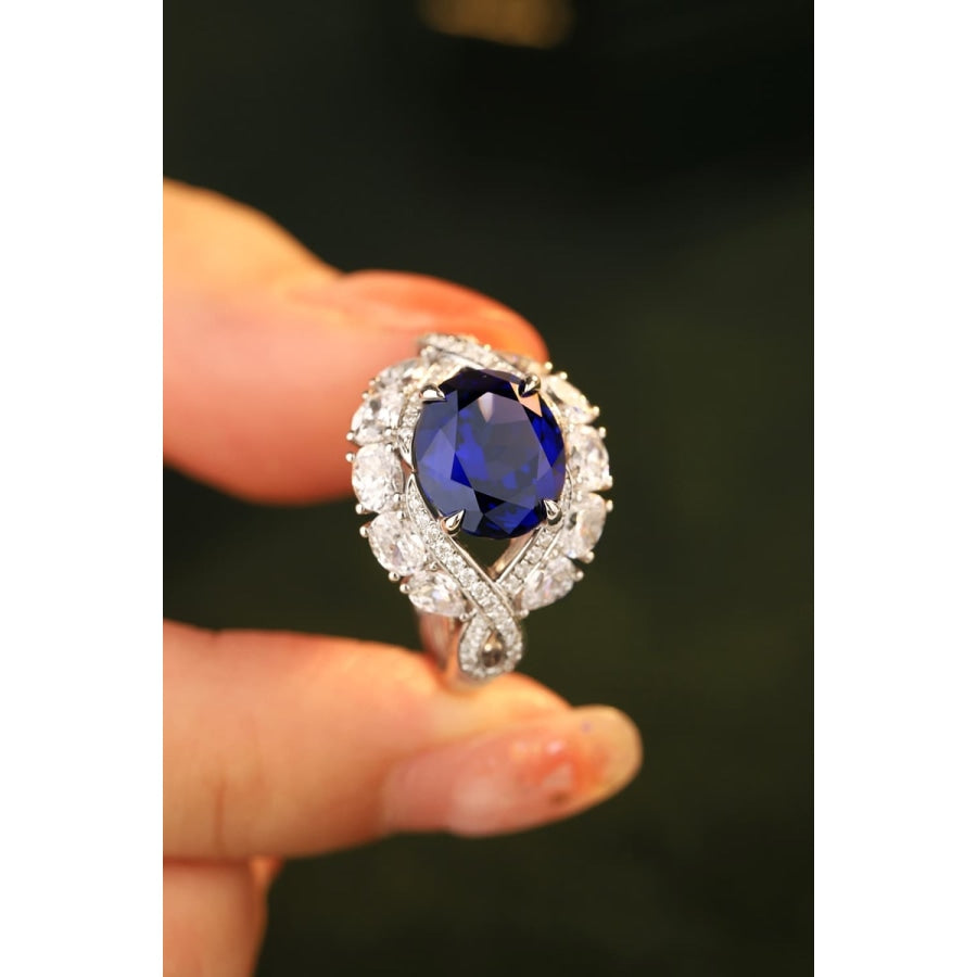 Platinum-Plated Lab-Grown Sapphire Ring