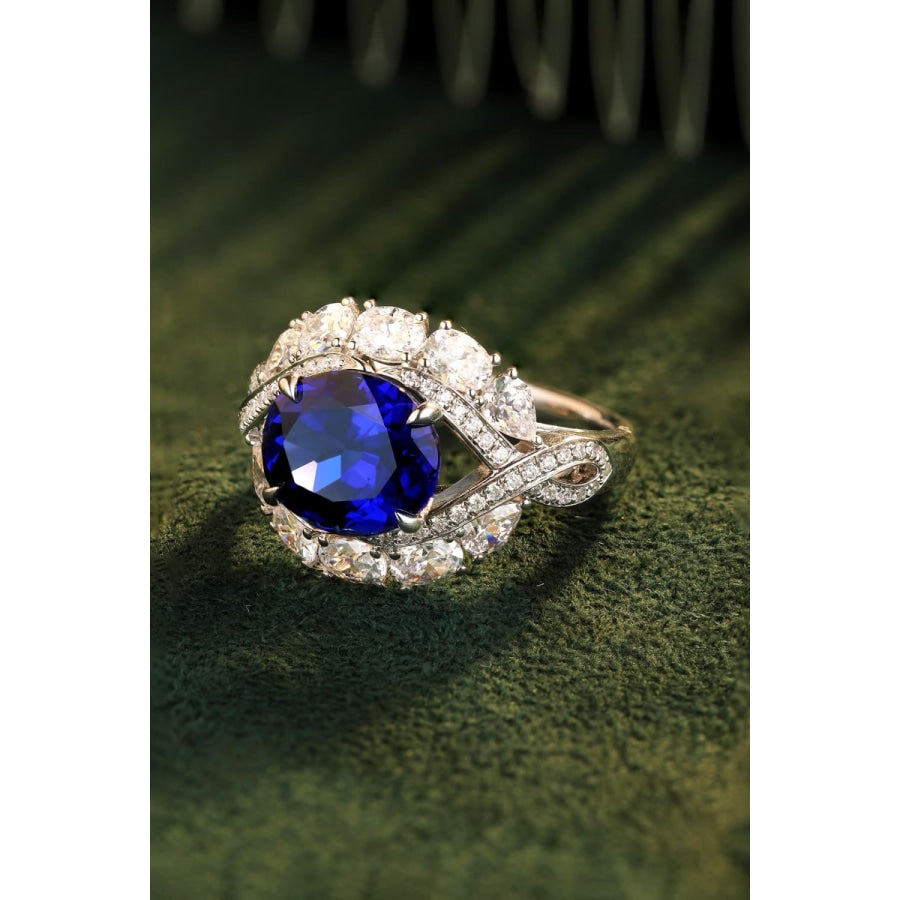 Platinum-Plated Lab-Grown Sapphire Ring