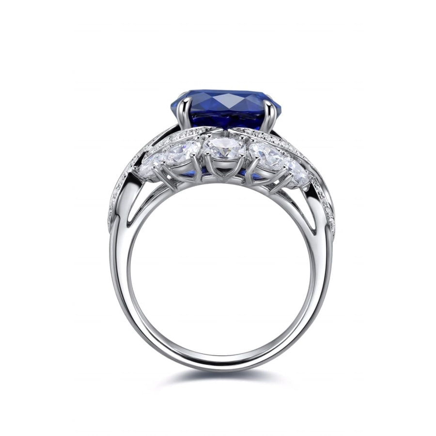 Platinum-Plated Lab-Grown Sapphire Ring