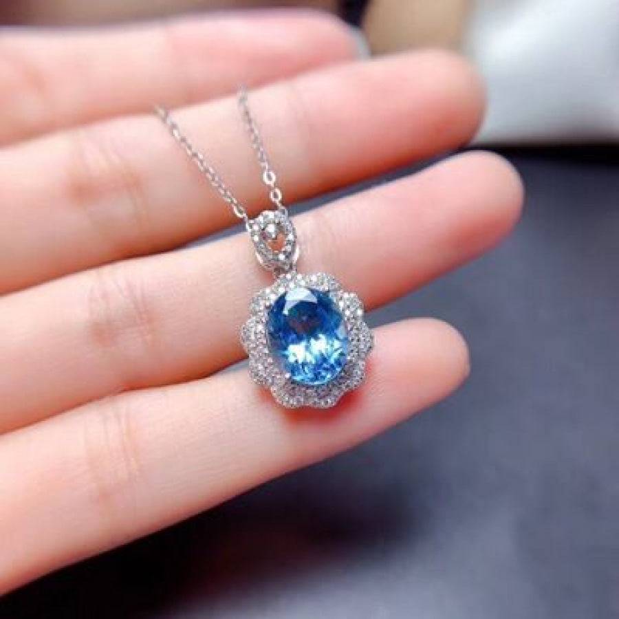 Platinum - Plated Zircon Pendant Necklace Silver / One Size Apparel and Accessories