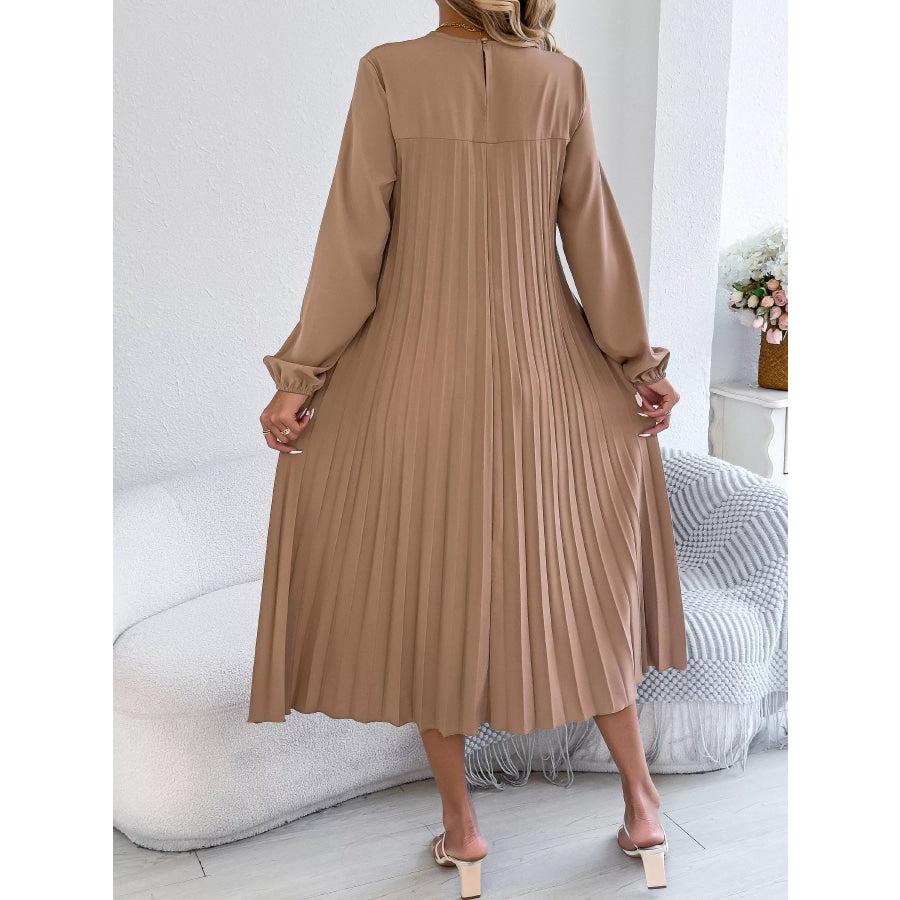 Pleated A-Line Midi Dress Apparel and Accessories