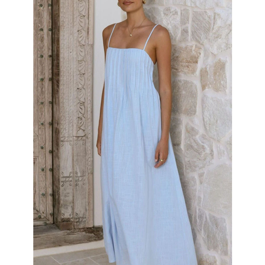 Pleated Bodice Midi Cami Dress Apparel and Accessories