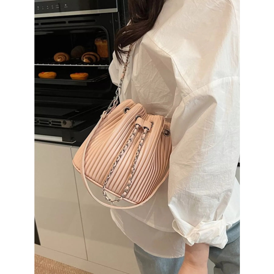 Pleated Bucket Crossbody Bag Pink / ONESIZE Apparel and Accessories
