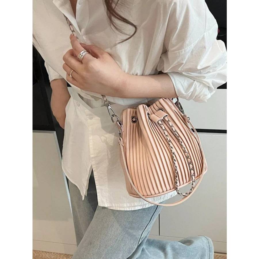 Pleated Bucket Crossbody Bag Pink / ONESIZE Apparel and Accessories