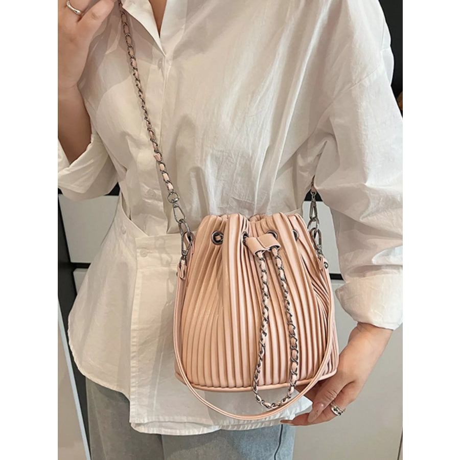 Pleated Bucket Crossbody Bag Pink / ONESIZE Apparel and Accessories