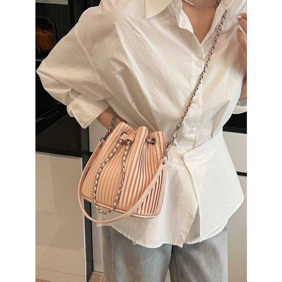 Pleated Bucket Crossbody Bag Pink / ONESIZE Apparel and Accessories