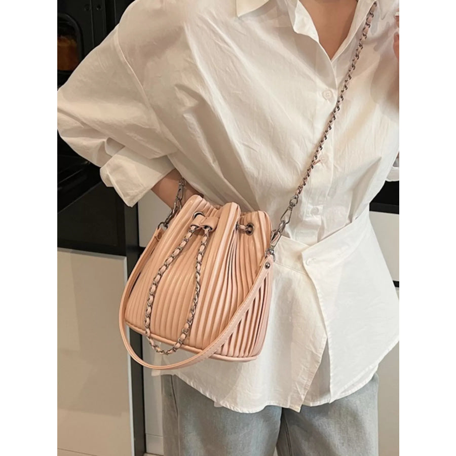 Pleated Bucket Crossbody Bag Pink / ONESIZE Apparel and Accessories