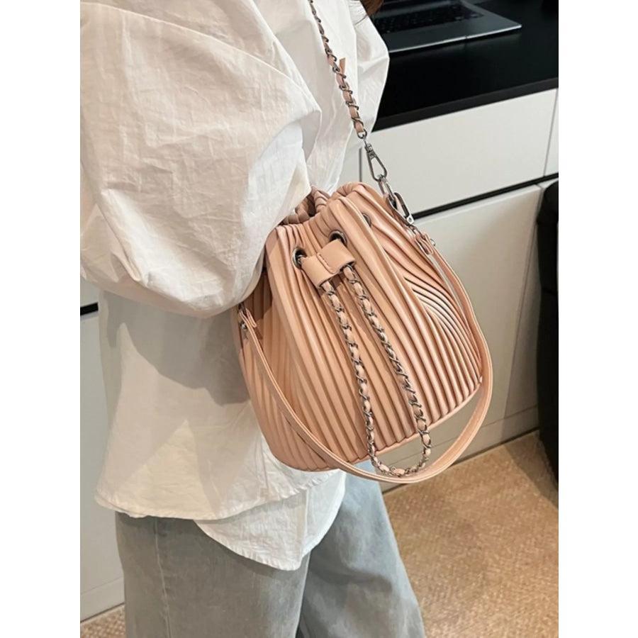 Pleated Bucket Crossbody Bag Pink / ONESIZE Apparel and Accessories