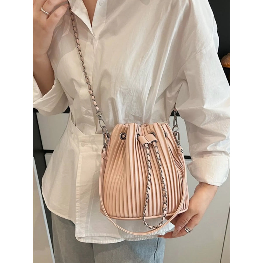 Pleated Bucket Crossbody Bag Pink / ONESIZE Apparel and Accessories