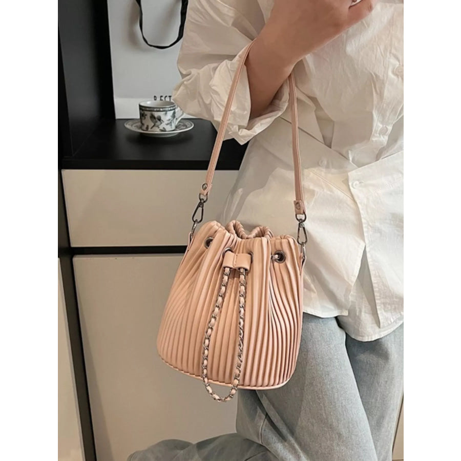 Pleated Bucket Crossbody Bag Pink / ONESIZE Apparel and Accessories