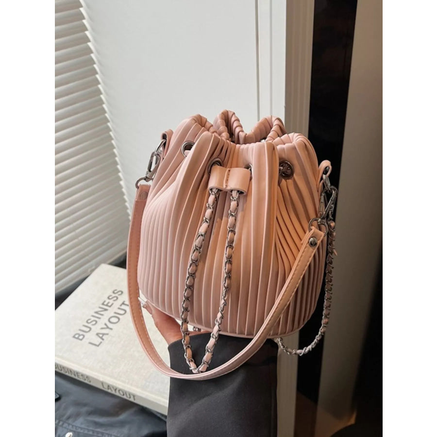 Pleated Bucket Crossbody Bag Pink / ONESIZE Apparel and Accessories