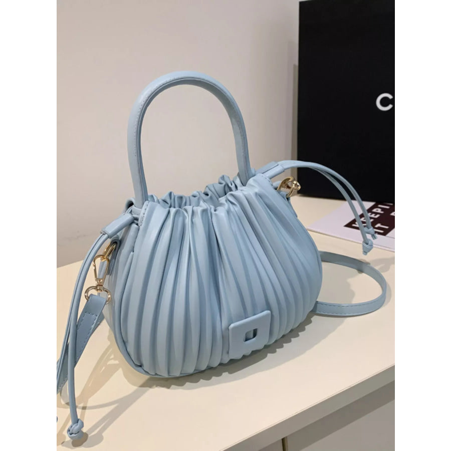 Pleated Bucket Crossbody Bag with Blue / One Size Apparel and Accessories
