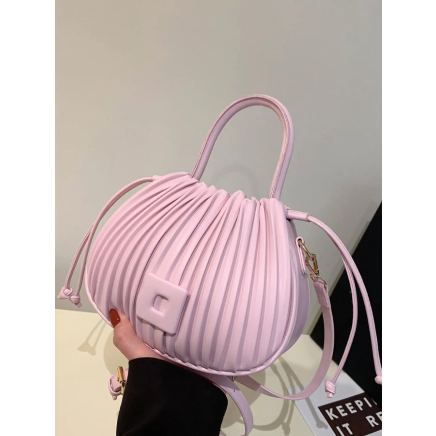 Pleated Bucket Crossbody Bag with Pink / One Size Apparel and Accessories