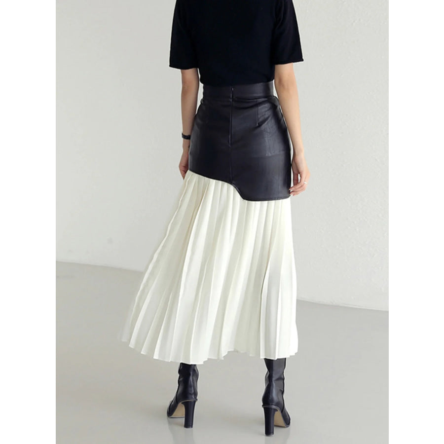 Pleated Contrast High Rise Skirt Apparel and Accessories