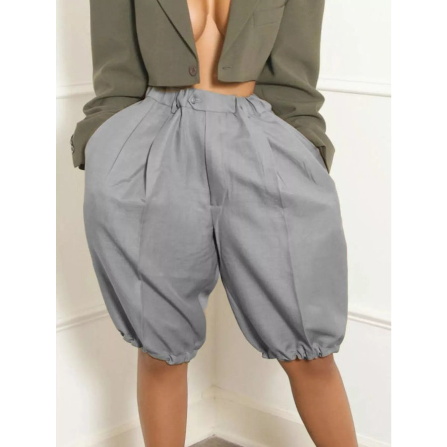 Pleated Detail High Waist Shorts Apparel and Accessories